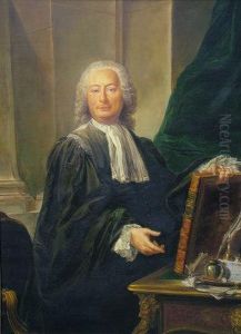 Portrait Of A Gentleman Wearing Black Robes And Grey Powered Wig