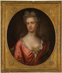 Portrait Of A Lady In A Pink Dress.
