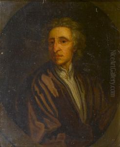 Portrait Of John Locke, 
Half-length, In Apurple Coat And A White Chemise, In A Painted Oval