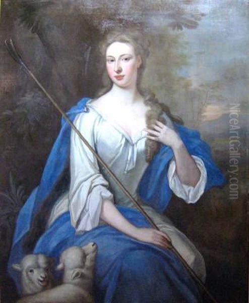 Portrait Of A Lady With Sapphire Locket And Lambs - view 1