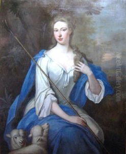 Portrait Of A Lady With Sapphire Locket And Lambs