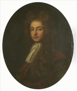 Portrait Of A Gentleman, 
Reputedly John Dryden, Half Length Wearinga White Stock And Red Cloak