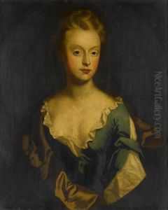Kneller Portrait Of A Lady Bust Length In A A Blue Dress