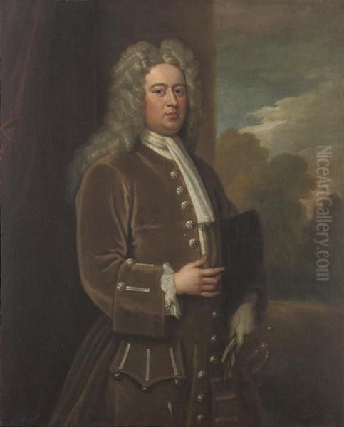 Portrait Of Dudley North Of
Glemham (1684-1729), Three-quarter-length, In A Brown Coat, A Tricorn
Under His Left Arm - view 1