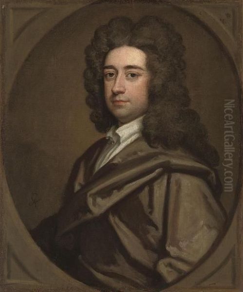 Portrait Of Thomas Pelham Of Lewes, Bust-length, In A Brown Robe, In A Feigned Oval - view 1