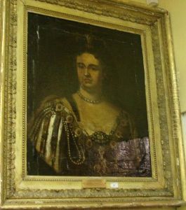 Period Portrait Of Queen Anne Wearing The Garter Of St George by Sir Godfrey Kneller