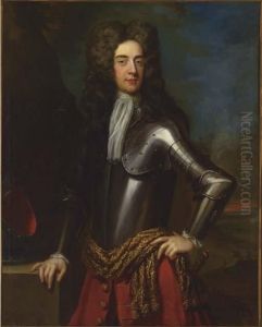 Portrait Of A Military
Commander, Said To Be Colonel Leigh, Standing Three-quarter-length, In
Armour by Sir Godfrey Kneller