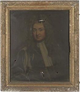 Portrait Of A Gentleman, Half-length, In A Blue Coat And White Cravat by Sir Godfrey Kneller