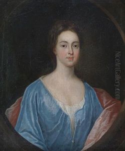 Half Length Portrait Of A Young Woman In A Blue Gown