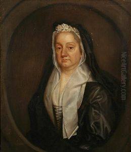 A Portrait Of Lady Isabella Turnor, Half Length In Black Gown, Within A Painted Oval