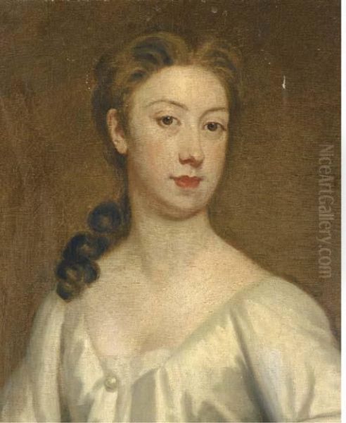 Portrait Of A Lady, Bust-length, In A White Dress - view 1