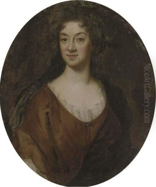 Portrait Of A Lady, Bust-length, In A Brown Dress - view 1