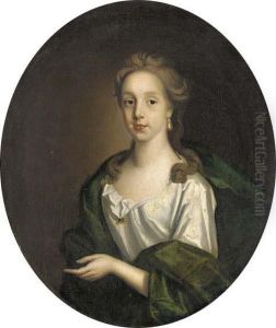 Portrait Of Sophia Colston, Half-length, In A White Dress And Green Wrap, Oval Portrait Of Sophia Colston, Half-length, In A White Dress And Green Wrap, Oval