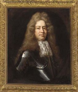 Portrait Of A Gentleman, Half-length, In A Lace Jabot And Armour, In A Feigned Oval