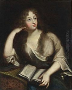 A Portrait Of A Young Lady Reading by Sir Godfrey Kneller