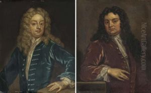 Portrait Of Joseph Addison , Portrait Of Sir Richard Steele by Sir Godfrey Kneller