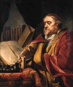 A Scholar, Seated Three-quarter Length At A Desk
