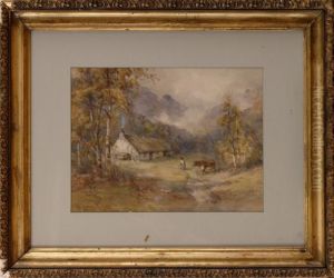 Pastoral Scene With Cottage And Figures by Daniel Ridgway Knight