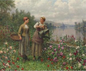 Madeleine & Maria On The Terrace by Daniel Ridgway Knight