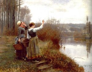 Hailing The Ferry by Daniel Ridgway Knight