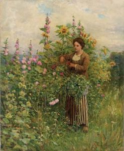 In The Flower Garden by Daniel Ridgway Knight