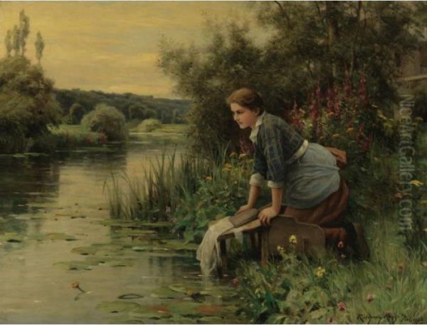 Laundress By The Water's Edge - view 1