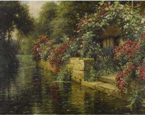 Rambling Roses On A River Landing by Louis Aston Knight