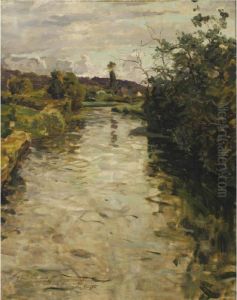 River Landscape by Louis Aston Knight