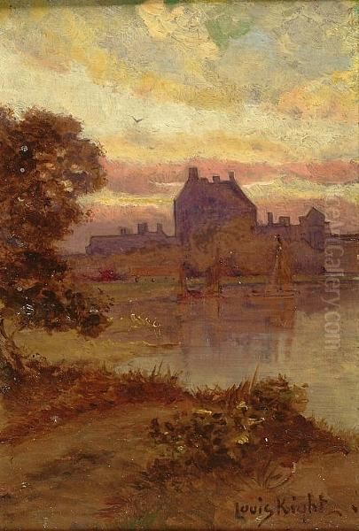 A River Landscape At Sunset - view 1