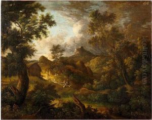 Gebirgige Landschaft Mit Blick Durch Seitliche Baume by Ferdinand Kobell