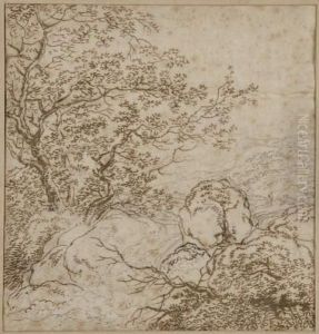 Paysage Rocheux Au Berger by Ferdinand Kobell