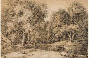 Personnages Au Bord D'une Riviere A L'oree D'un Bois by Ferdinand Kobell