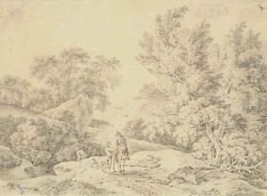 Landscape With Travelers Resting by Ferdinand Kobell