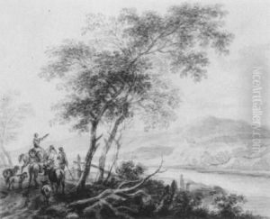 Flusslandschaft Mit Hirtenstaffage by Ferdinand Kobell