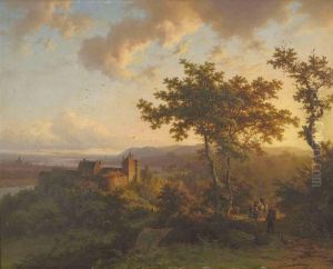 Paysage Boise Avec Un Chateau by Barend Cornelis Koekkoek