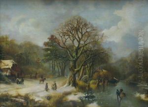 Winterwaldlandschafto by Barend Cornelis Koekkoek