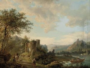 At The River Ferry by Barend Cornelis Koekkoek