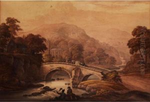 Landschaft Mit Steinbrucke by Barend Cornelis Koekkoek