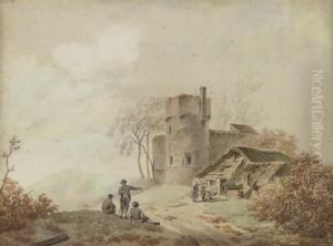 Landscape With Peasants And A Ruin by Barend Cornelis Koekkoek
