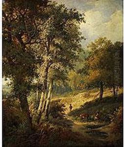 Waldlandschaft Mit Rehen by Barend Cornelis Koekkoek
