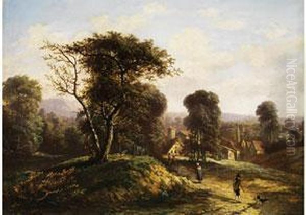 Landschaft Mit Baumgruppen, Hausern Und Figurenstaffage - view 1