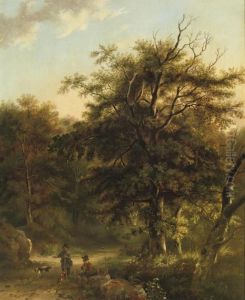 Taking A Rest On A Woodland Path by Barend Cornelis Koekkoek