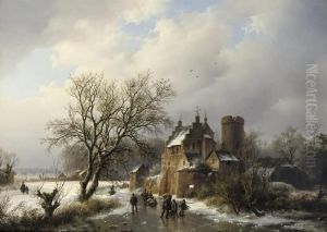 Le Vieux Manoir: Skaters On The Ice In A Wooded Landscape