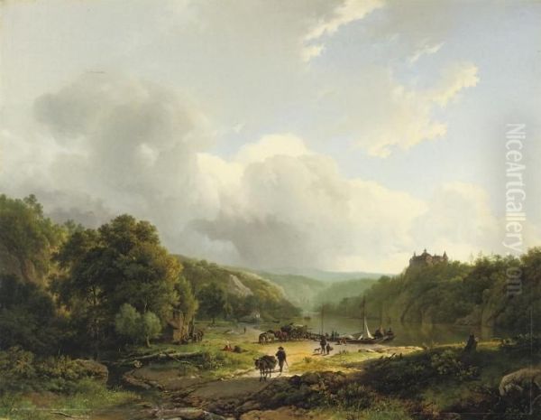 Unloading The Barge In An Undulating Landscape - view 1