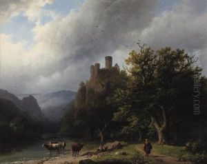 Een Bergachtig Landschap Waarin
Een Kleine Waterval Bij Gewone Dag: On A River-bank In A Valley by Barend Cornelis Koekkoek