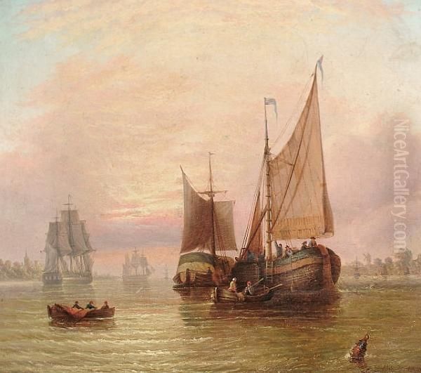 Boats In An Estuary At Sunset - view 1