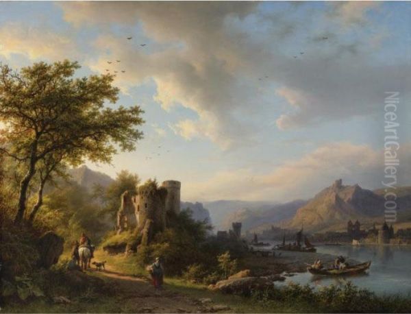 A Landscape With Travelers And Boats Along The Moselle River - view 1