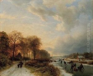 Tardo Pomeriggio. Pattinata In Citta - 1835 by Barend Cornelis Koekkoek