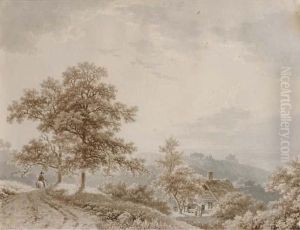 Traveller On Horseback In A Hilly Landscape by Barend Cornelis Koekkoek