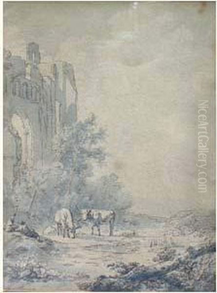 Couple De Bergers Dans Un Paysage De Ruines - view 1